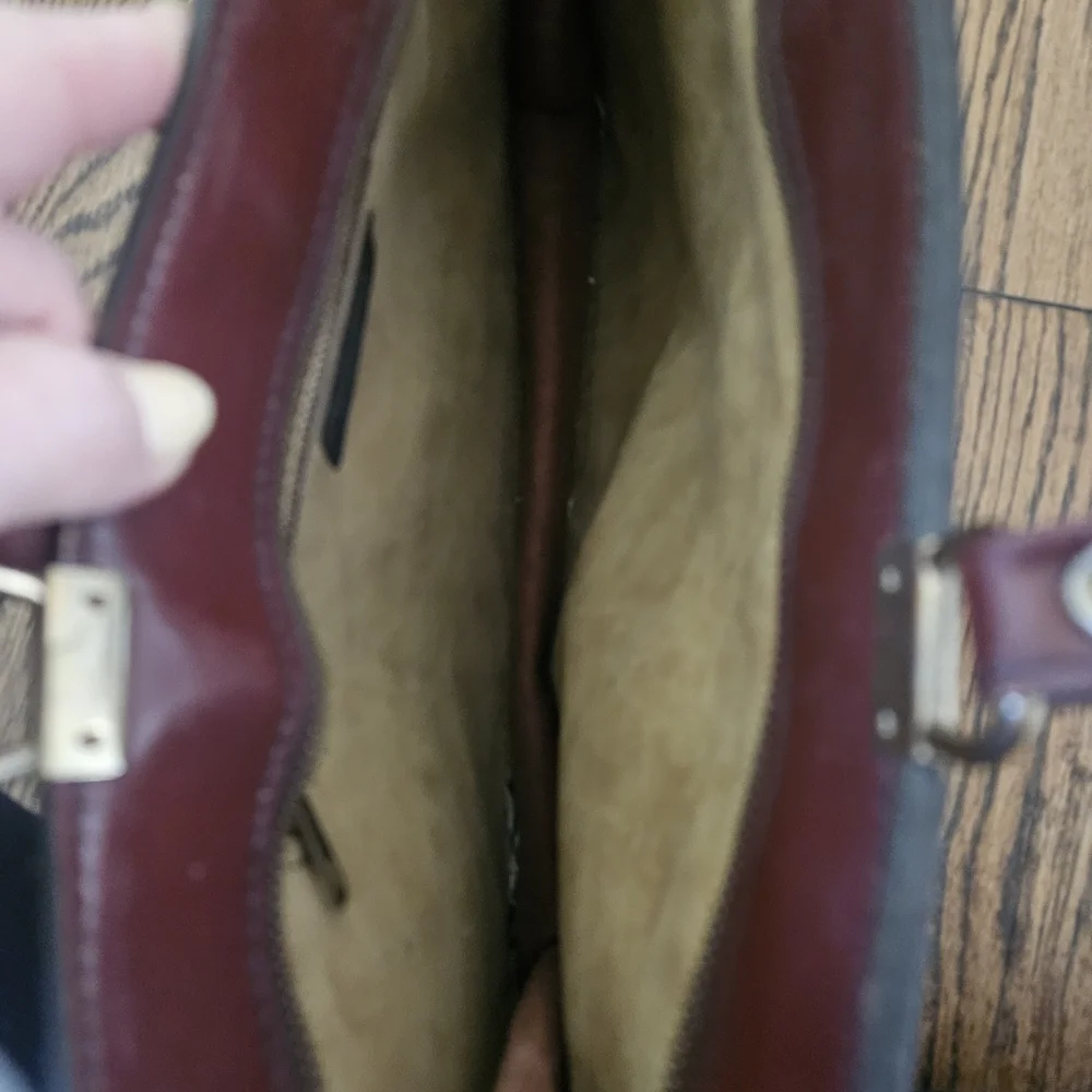 Leather Briefcase Bag in Deep Burgundy